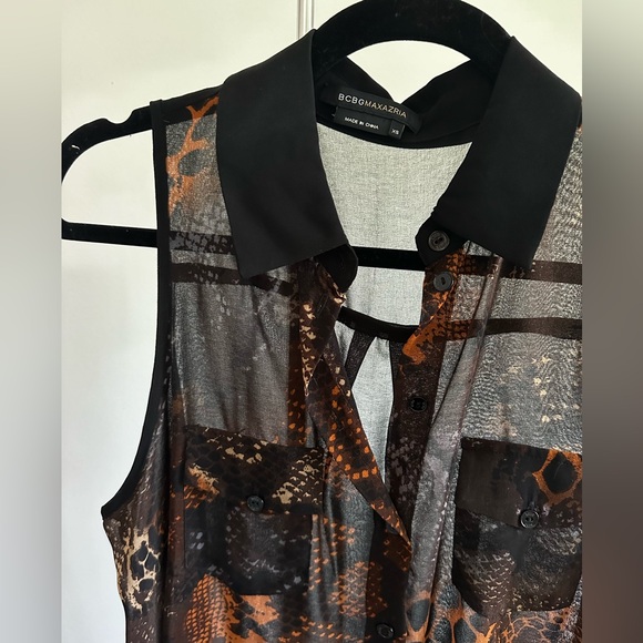 Animal Print Sheer BCBGMaxaAzria Tank/Sleeveless Blouse - Picture 2 of 3